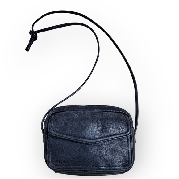 Fossil Handbags - Vintage Fossil Black Leather Crossbody Bag